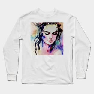 watercolor with Keira Knightley Long Sleeve T-Shirt